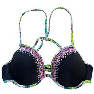 Victorias Secret 34C The Fabulous Push Up Bali Bikini Top Embroidered Sequin